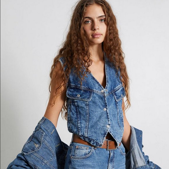 Free People Jackets & Blazers - Free People Florence Ranch Denim Vest Size XL